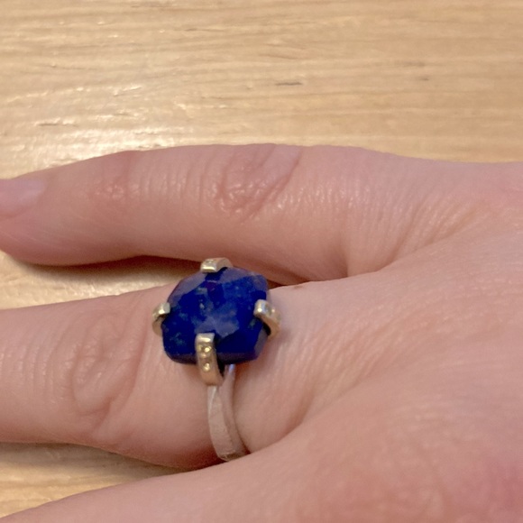 Designer lapis ring 14k prongs with cognac diamonds - Picture 6 of 6